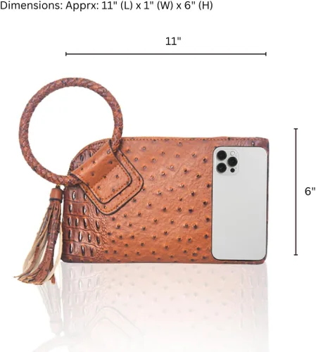 Miniatura 3 de NGIL Mini bolso de pulsera de piel sintética para mujer con borla de flecos, cartera de pulsera para mujer
