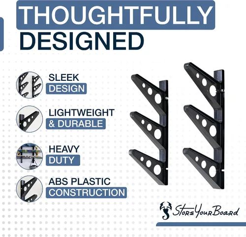 Miniatura 4 de StoreYourBoard Estante de pared Longboard, almacenamiento triple para Longboard
