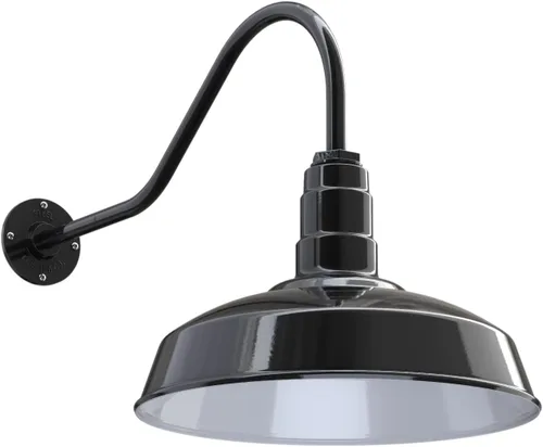 Miniatura 50 de Steel Lighting Co. Gardena - Luz de granero Montaje en pared al aire libre Cúpula de 16 pulgadas Cuello de cisne de 16 pulgadas Luz
