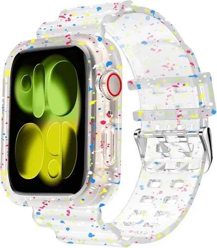 Miniatura 77 de DABAOZA - Correa compatible con Apple Watch de 49 mm, 46 mm, 45 mm, 44 mm, 42 mm, 41 mm, 40 mm, 38 mm, con protector, correa de TPU brillante
