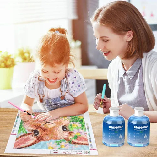 Miniatura 7 de GHHKUD Sellador de pintura de diamante de 10.5 onzas líquidas con 2 pinceles, 2 unidades de pegamento sellador de arte de diamante, accesorios
