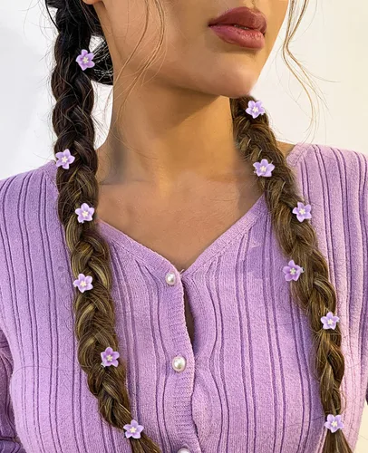 Miniatura 2 de Wecoe 20 accesorios decorativos para el cabello, pinzas pequeñas de lirio morado, lindas mini flores para niñas, niños pequeños, mujeres, bodas