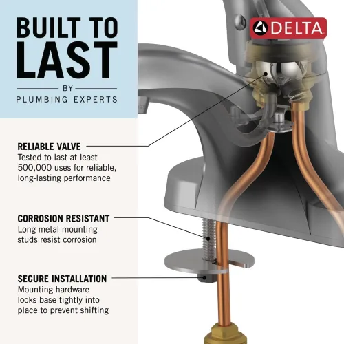 Miniatura 3 de Delta Foundations llave monocomando centrado para baño, B510LF