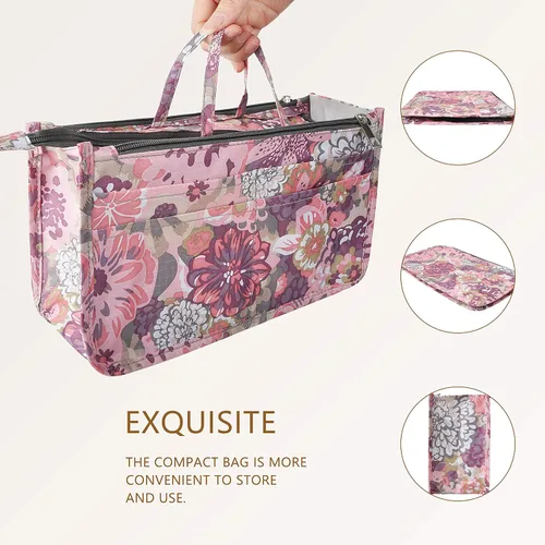 Miniatura 70 de Bolso de mano estilo cartera de Vercord para mujer con organizador incorporado, estampado bien definido, con manijas y cremallera, tamaño 2