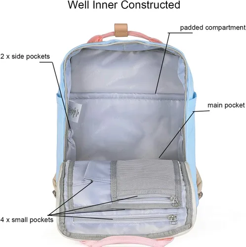 Miniatura 3 de Himawari Mochila escolar impermeable de 14.9 pulgadas / .37.84 cm. Bolsa de Viaje Clásica de Colegio para mujer, portátil de 14 pulgadas / 35.56 cm.
