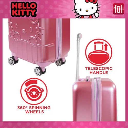 Miniatura 6 de FUL Hello Kitty - Maleta de mano con ruedas, Rosado, Hello Kitty - Maleta de mano rígida con ruedas