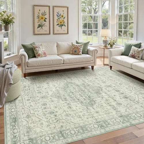 Miniatura 97 de Rugxara Alfombra de entrada lavable de 3 x 5, alfombras de pasillo bohemias antideslizantes para pasillo, entrada, cocina, baño, cuarto