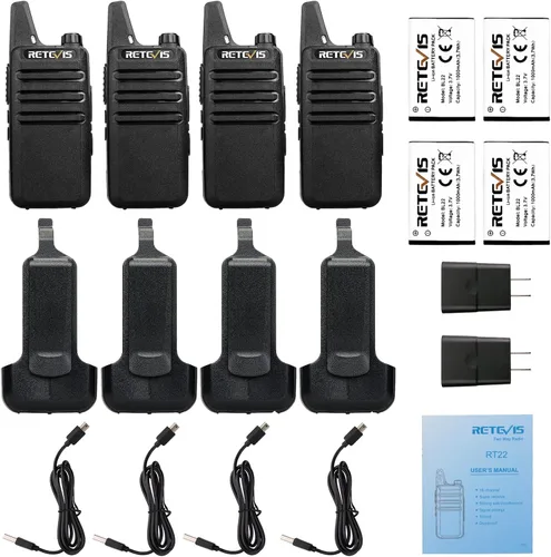 Miniatura 8 de Retevis Radio bidireccional RT22 recargable de largo alcance, radio portátil de 2 vías, carga USB-C, walkie talkies manos libres para adultos