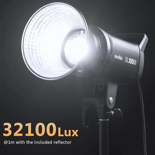 Miniatura 4 de Godox Luz de video LED SL100D, 100W 5600K 32100Lux @1M CRI 96+TLCI 97+ Bowens Mount COB LED luz continua, 8 efectos FX 0-100% brillo luz de estudio