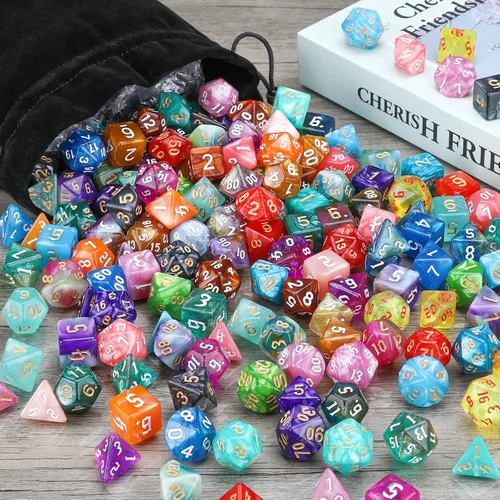 Miniatura 7 de DND - Juego de dados poliédricos de 25 x 7 (175 piezas) de dados poliédricos D&D, de tres colores, dos colores y monocromáticos para Calabozos