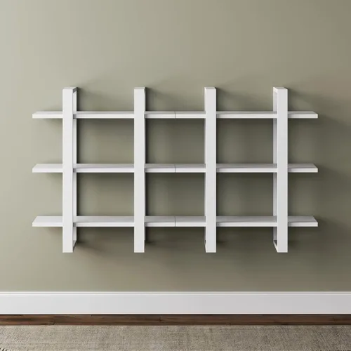 Miniatura 11 de Nathan James Benji - Estantería de pared de mediados de siglo, estante decorativo flotante de madera de 3 niveles, roble negro
