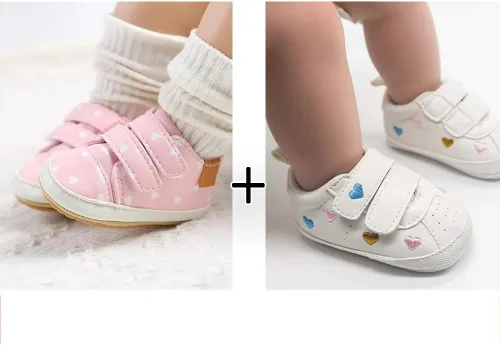 Miniatura 3 de eitwo 2 pares de zapatos de bebé, para niños y niñas, suela de goma antideslizante, unisex, suaves y ligeros, zapatos de cuna para primeros pasos