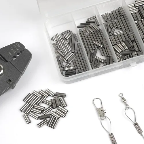 Miniatura 9 de AGOOL Kit de manguitos de crimpado de doble barril de cobre, 300 unidades/caja de latón de alta resistencia de cobre prensado de bucle, kit