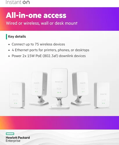 Miniatura 4 de Punto de Acceso HPE Networking Instant On Access Point AP22D 2x2 WiFi 6 Punto de Acceso Inalámbrico para Interiores (Paquete de 3) Habitación