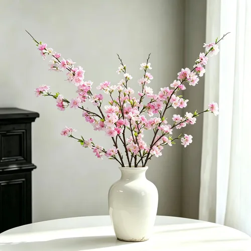4 flores artificiales de cerezo de 43 pulgadas de largo para decoración de flores de cerezo para decoración del hogar, boda al aire libre (rosa)