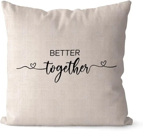 Miniatura 6 de Better Together - Fundas de almohada de 16 x 16 pulgadas, de lino y algodón, con citas románticas, funda de almohada, regalo del día de San Valentín