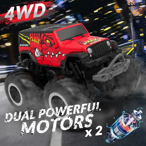 Miniatura 5 de STEMTRON Coche de control remoto anfibio 2.4GHz 1:20 todo terreno todoterreno RC coche control remoto barco regalos para niños niños rojo Rojo Suv