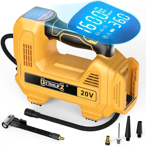 Miniatura 10 de DIYtoolifz Compresor de aire inalámbrico para inflador de neumáticos compatible con batería Milwaukee de 18 V (solo herramienta), bomba de aire
