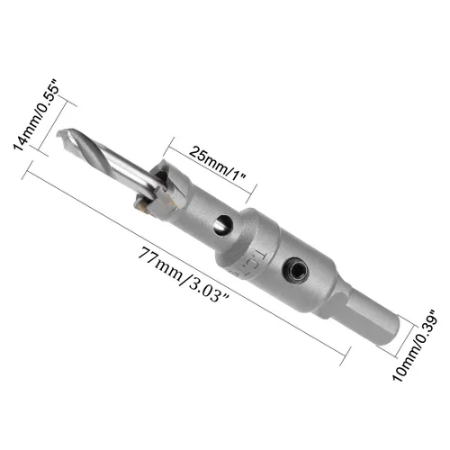Miniatura 2 de Sierra de agujero TCT de 0.551 in, 9/16 pulgadas de diámetro de corte de carburo de tungsteno, abridor de agujeros con punta de carburo