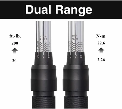 Miniatura 4 de FLZOSPER Llave dinamométrica de clic ajustable de doble dirección de 1/4 pulgadas, 17.7-221.1 ft.-lb./ 2~25 N/m