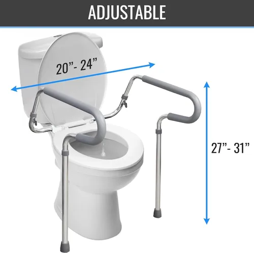 Miniatura 3 de HealthSmart Rieles de seguridad ajustables para inodoros para personas mayores, grado médico, marcos de seguridad para discapacitados, acolchado