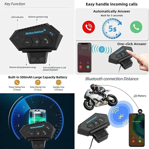Miniatura 5 de Casco de motocicleta Bluetooth de cara completa, aprobado por DOT, casco antivaho, doble visera, casco de bicicleta de calle, altavoz dual integrado