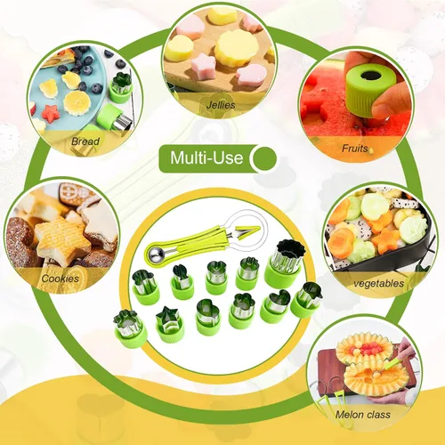 Miniatura 5 de Juego de 18 cucharas de melón Baller, juego de pelador de frutas de acero inoxidable 4 en 1, cortador de aguacate, pelador de naranja, frutas
