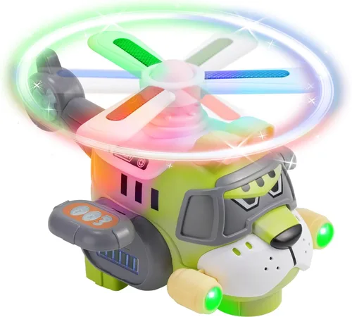 Avión de Juguete para Niños Estilo Tigre – Helicóptero Eléctrico con Luces y Sonidos, Hélice Giratoria 360°, Acción de Choque y Marcha – Juguete