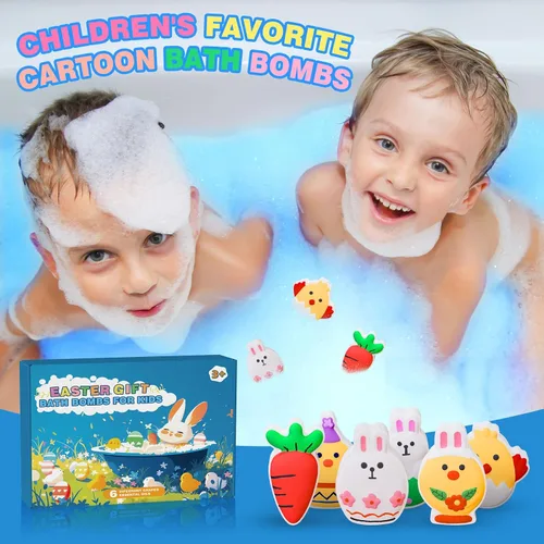Miniatura 3 de Bombas de baño de Pascua para niños, rellenos de cesta de Pascua para adolescentes, paquete de 6 unidades para niños y niñas, formas de conejito
