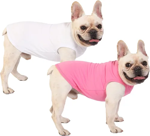 Miniatura 18 de Camisa azul en blanco para perros,Camisetas grandes para perros y niñas,Camiseta lisa de bulldog francés,L azul real Azul y Royal