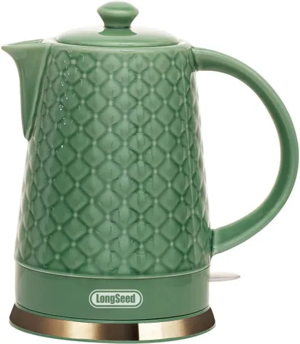 Miniatura 11 de Hervidor eléctrico de cerámica, 1.5L/1200W hierve agua rápida y fácilmente con protección contra hervido en seco y apagado automático, base Azul