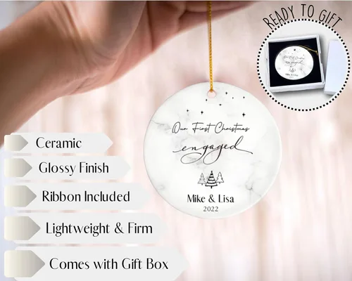 Miniatura 3 de Cozzies Adorno de Navidad personalizado, nuestro primer regalo de compromiso de Navidad, regalo de boda