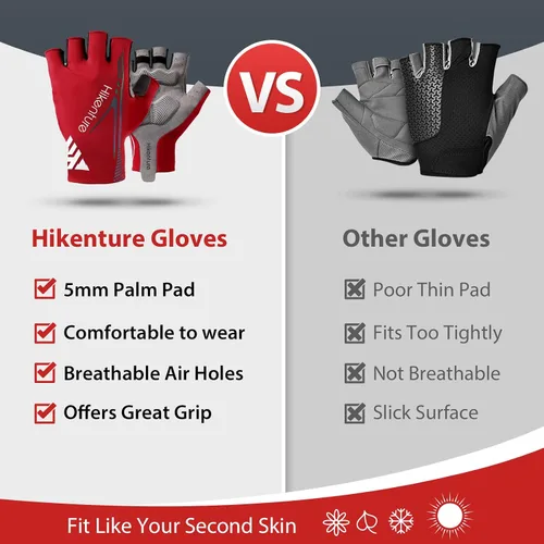 Miniatura 4 de Hikenture Guantes de ciclismo para hombre, guantes de bicicleta, guantes de ciclismo acolchados de 0.197in, guantes de bicicleta de medio dedo