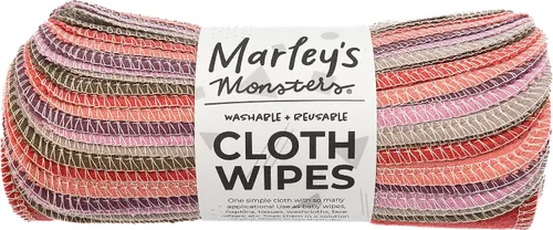 Marley's Monsters Toallitas de tela reutilizables, paquete de 24 unidades, lavables, de algodón, sin papel (gloaming)