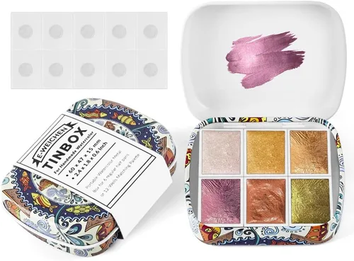 Miniatura 26 de Caja de estuche de pintura de acuarela portátil de mini lata de 12 celdas vacía es un pequeño kit de viaje de almacenamiento con clip magnético