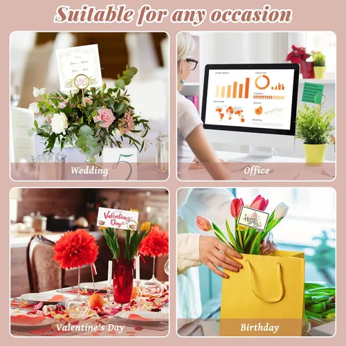 Miniatura 6 de 60 tarjeteros de alambre de metal floral de 11.81 pulgadas redondo dorado clip de foto floral para tarjetas de flores para boda, fiesta, cumpleaños