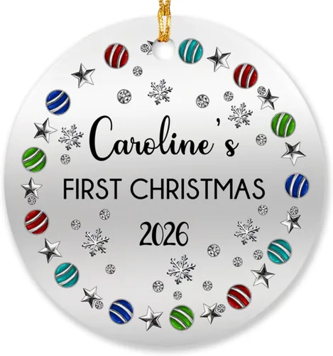 Miniatura 22 de Adornos personalizados de corazón para la primera Navidad, regalos para pareja de recién casados 2025, adorno de nuestra primera Navidad casado