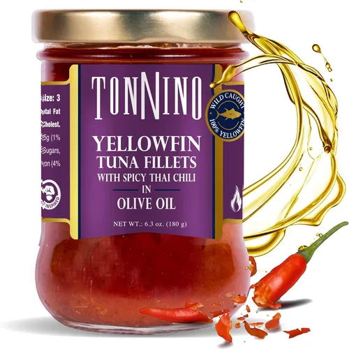 Miniatura 17 de Tonnino Filetes de atún bajos en calorías y sin gluten de aleta amarilla en aceite de oliva, 6.3 onzas, pimienta negra (paquete de 6)