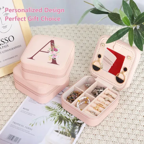 Miniatura 7 de FUNARTY Joyero de viaje con espejo para mujeres y niñas, estuche organizador de joyas, estuche organizador de cumpleaños, regalos de Navidad