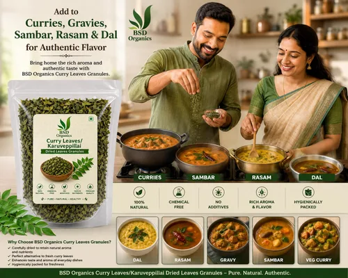 Miniatura 2 de BSD Organics Hojas De Curry/Karuveppillai Hojas Secas Gránulos - 250 Gm