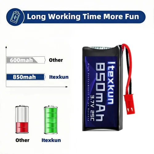 Miniatura 5 de Batería li-po de 3.7 V 850 mAh 25C JST Plug Baterías Lipo recargables con cargador USB para MJX X400 X400 W X800 Sky Viper S670 V950HD V950str s1750