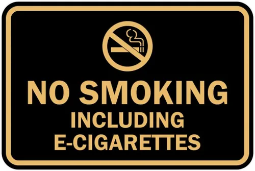Signs ByLITA Clásico enmarcado no fumar incluyendo cigarrillos electrónicos (oro negro) - mediano Negro Oro