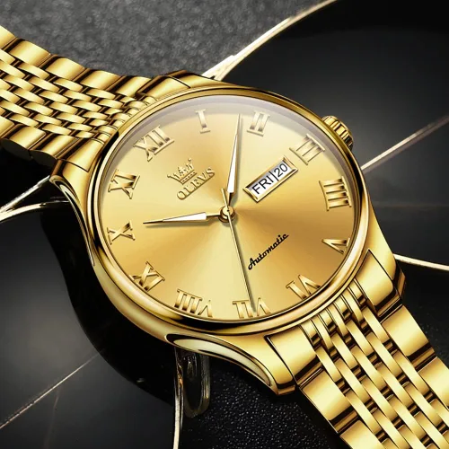 Miniatura 6 de OLEVS Relojes automáticos para hombre, de lujo, de cuerda automática, reloj de pulsera mecánico, de acero inoxidable, impermeable, luminoso, fecha