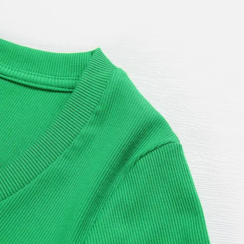 Miniatura 2 de PALINDA Camisetas ajustadas con cuello en V y acanaladas para mujer, básicas, de manga larga, lisas, para usar en capas