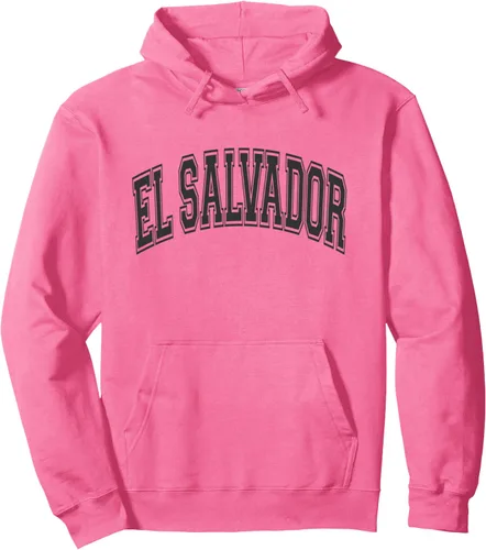 Miniatura 9 de El Salvador Arched Style Negro Texto y Contorno Sudadera Con Capucha