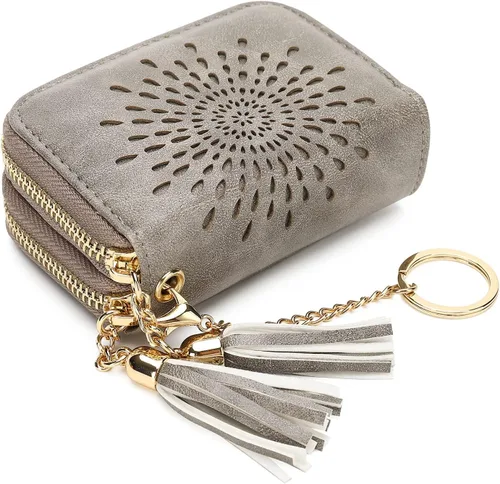 Miniatura 20 de APHISON RFID - Porta tarjeta de crédito con llavero, cartera pequeña con cremallera para mujer, Moderno
