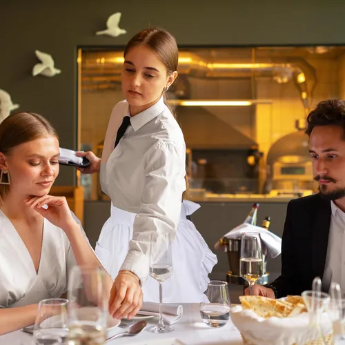 Miniatura 7 de Lusofie Delantal de Cintura Delantal Medio Delantal de Camarera Delantales de Cocina para Mujeres para Cocina Restaurante Restaurante Bistro Café