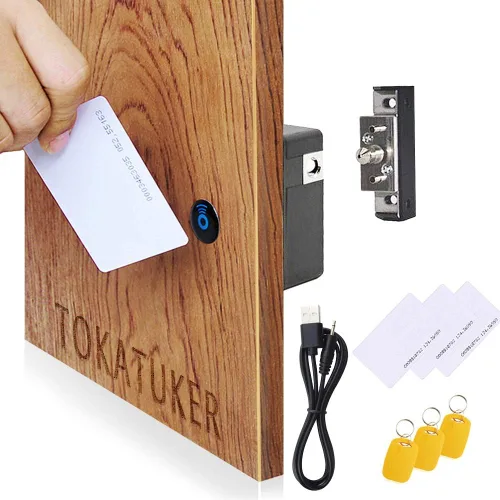Cerradura invisible para gabinete, cerradura NFC oculta, pestillo RFID para bricolaje con cable USB de alimentación para cajón de madera, gabinete