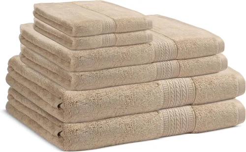 Juego de 6 toallas de baño 100% algodón, colección Aurora, duraderas, de secado rápido y ligeras, extra suaves, 2 toallas de baño, 2 toallas de