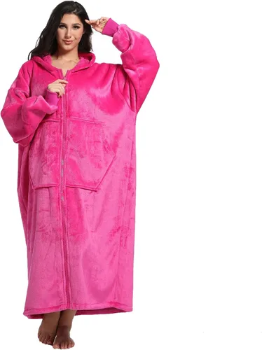 Miniatura 17 de FUSSEDA - Sudadera con manta portátil de gran tamaño, forro polar cálido y grueso con capucha sherpa acogedora con bolsillos y mangas. Regalo